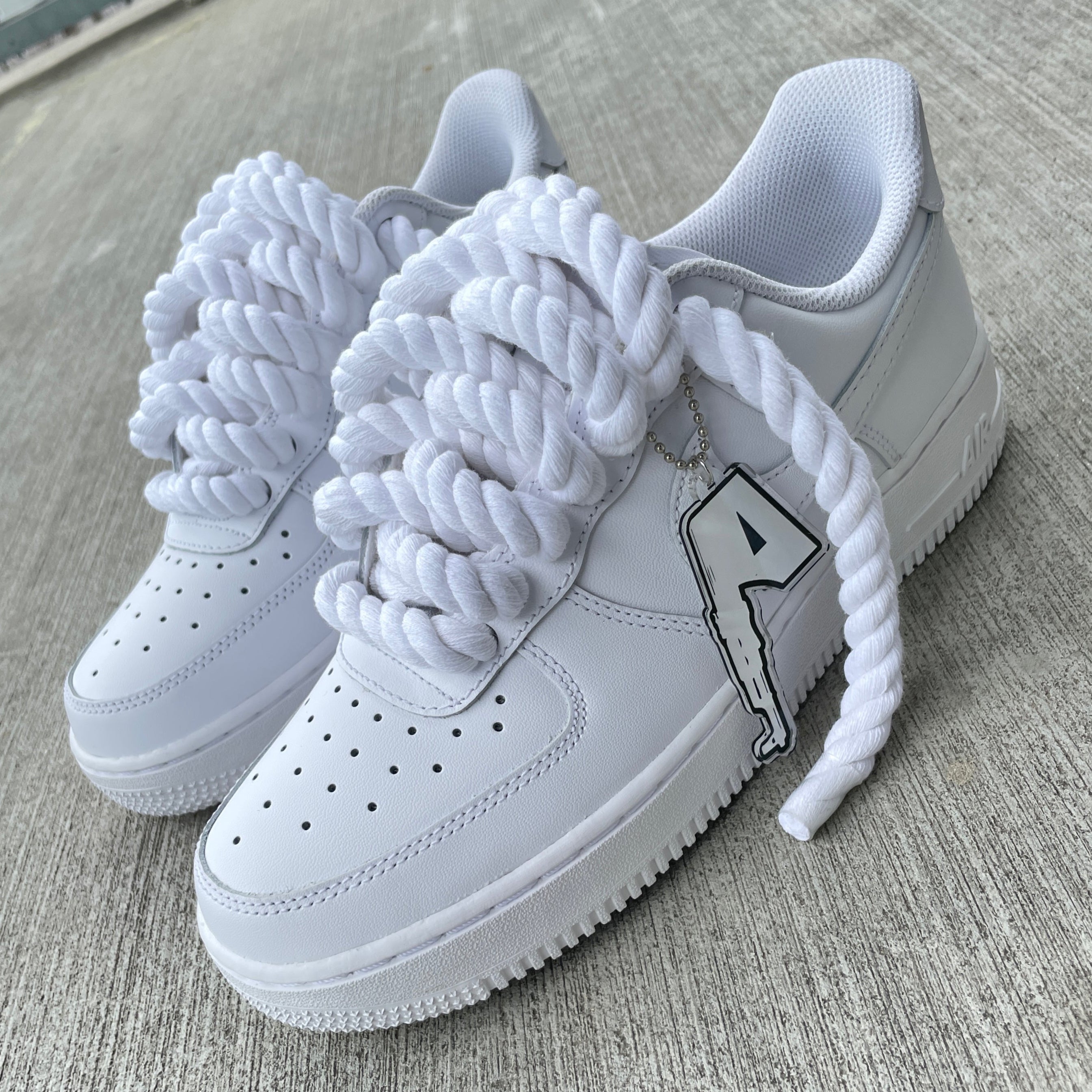 Rope Lace Air Force 1 Custom ALL WHITE Sneaker AF1 Artillery Closet rope-lace-air-force-1-custom-all-white-sneaker-af1-artillery-closet