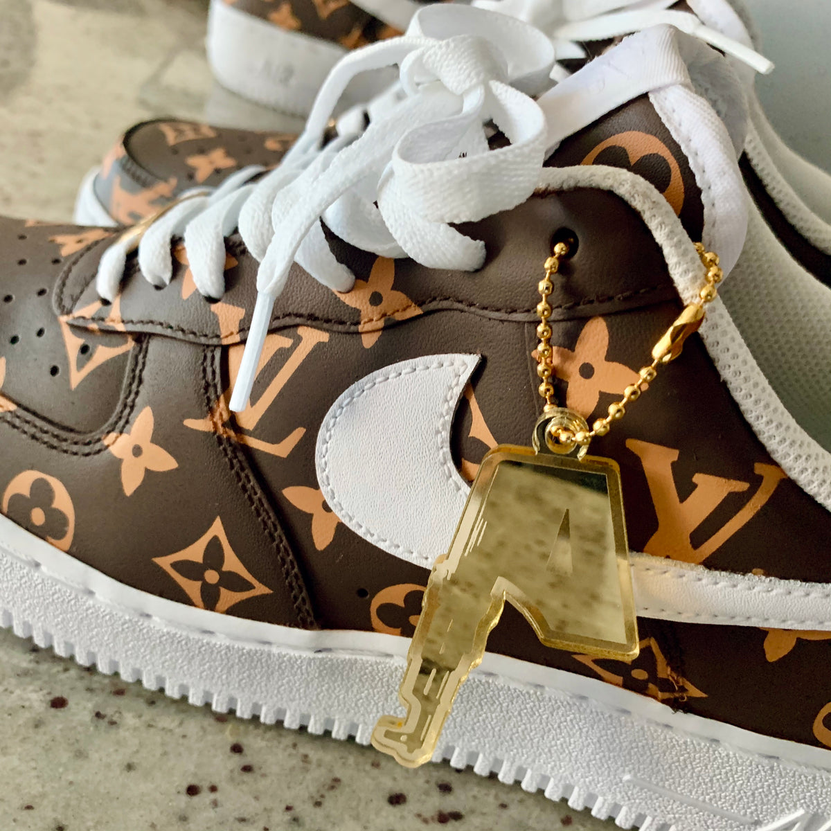 lv nike air force 1 gold