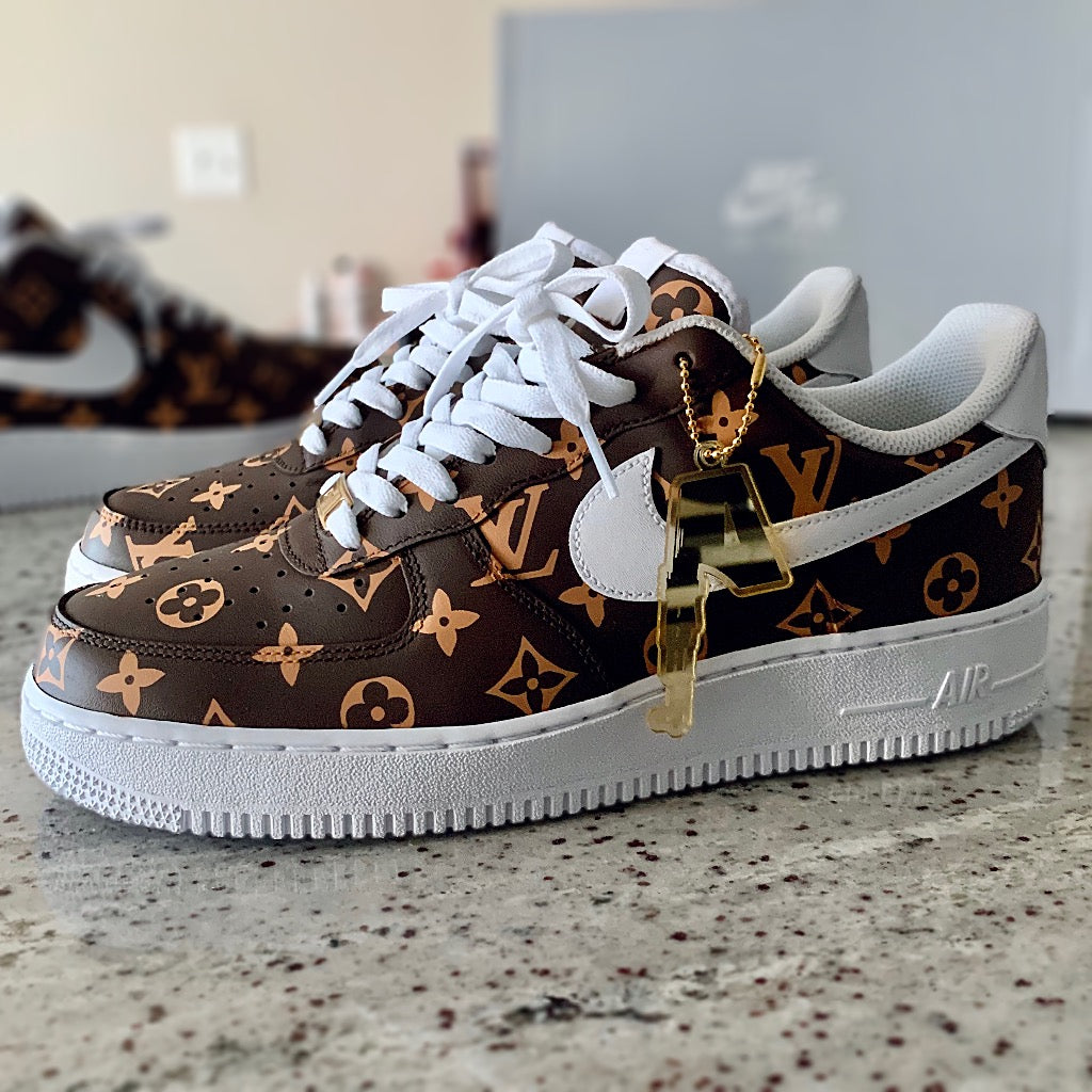 Brown and cream Louis Vuitton Air Force 1 Custom - Owl Fashion Shop