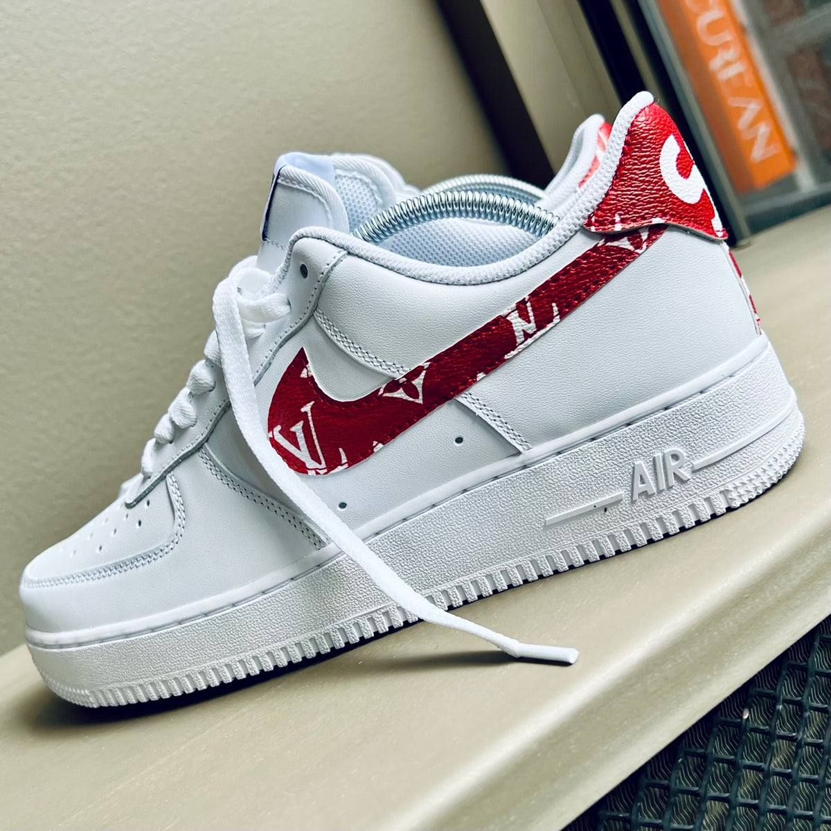 Louis Vuitton x Nike Air Force 1 Red | Size 8.5