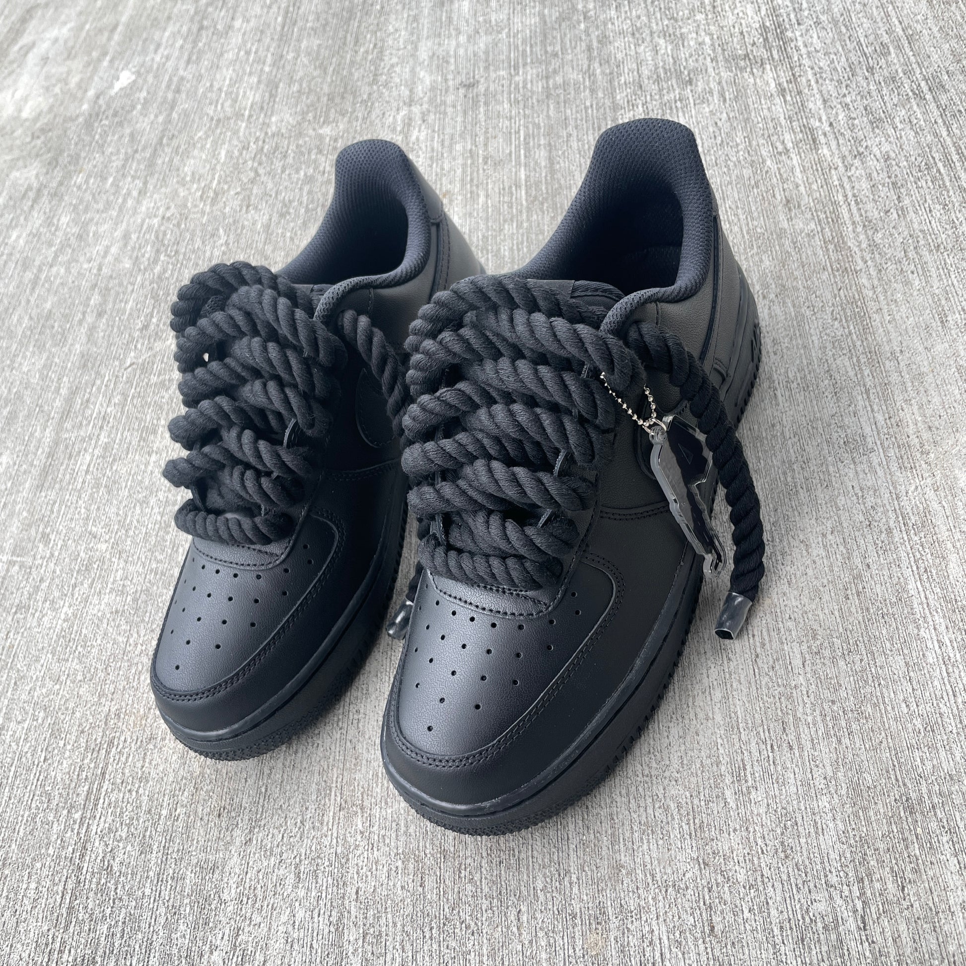 Air force 1 low black custom with rope laces