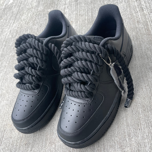 Black air forces with rope laces