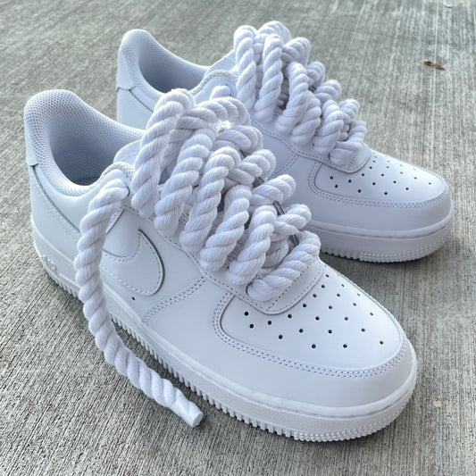 Thick chunky rope shoelaces in af1 sneaker