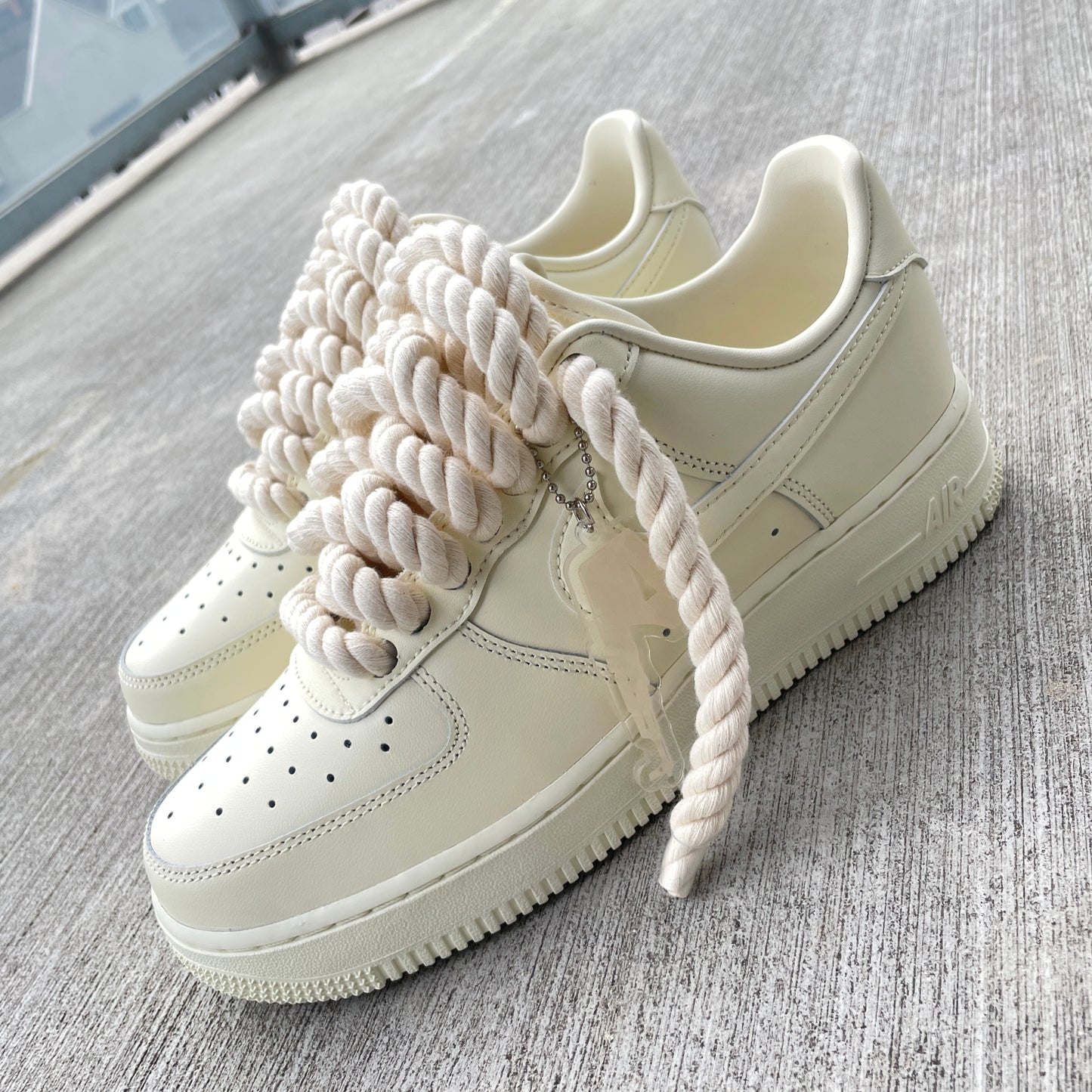 cream air forces with rope laces