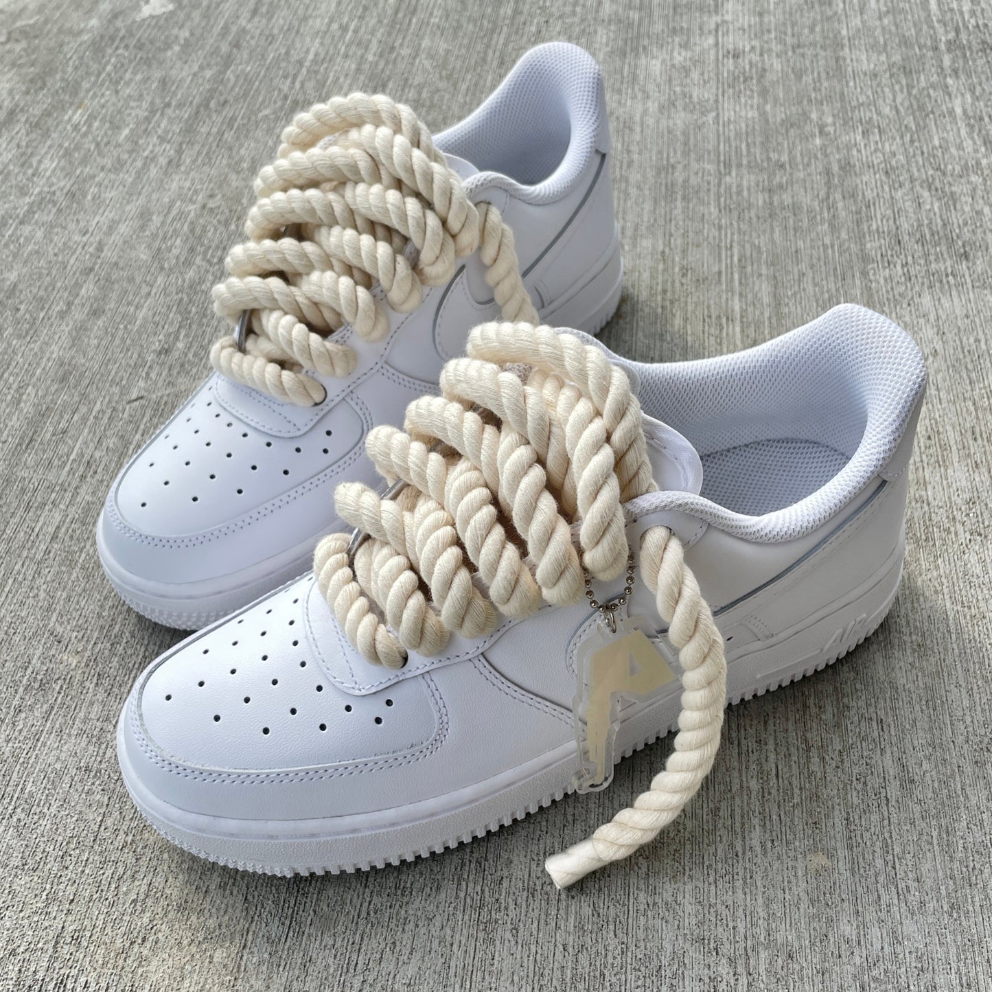 custom white af1 with cream rope laces