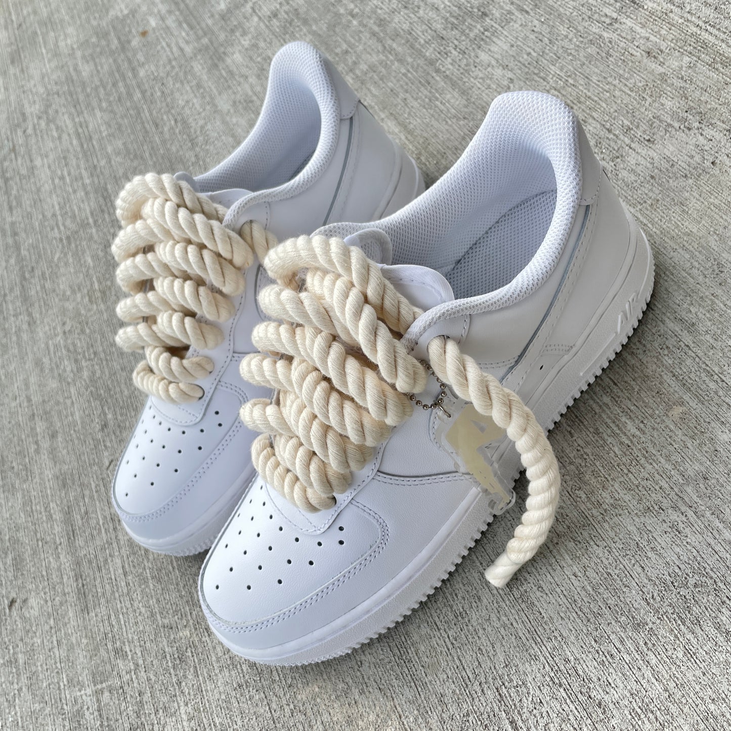 white af1 with tan rope laces
